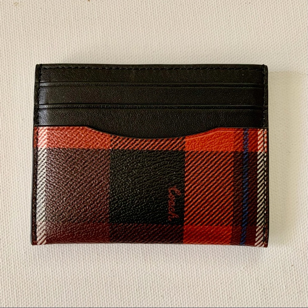 Coach Plaid Print Card Case
